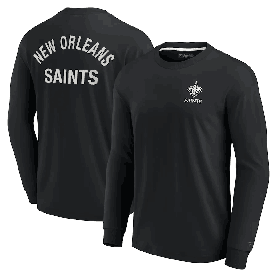 Men's New Orleans Saints Black Signature Unisex Super Soft Long Sleeve T-Shirt